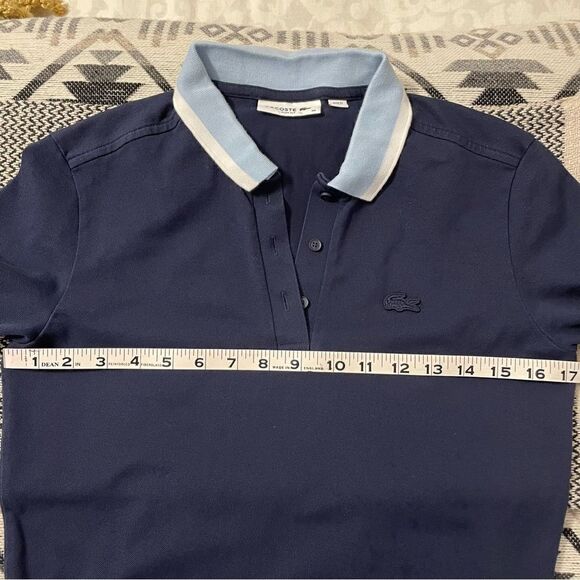 LACOSTE NAVY STRETCH COTTON PIQUÉ POLO DRESS SZ-38 - Picture 7 of 9